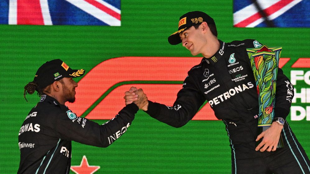 George Russell takes maiden victory as Lewis Hamilton backs up Mercedes 1-2 over Ferrari’s Carlos Sainz in Sao Paulo, Brazil