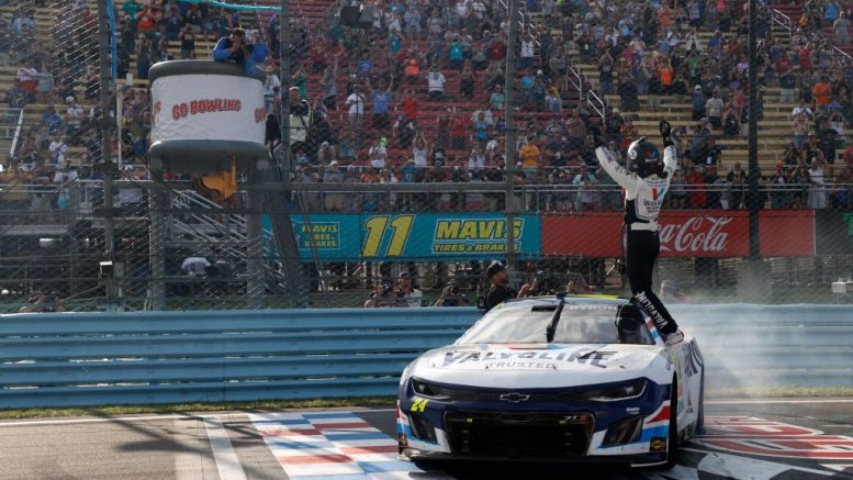 William Byron, driver of the No. 24 Valvoline Chevrolet, celebrates after winning the NASCAR Cup Series Go Bowling at The Glen at Watkins Glen International - Chris Graythen | Getty Images